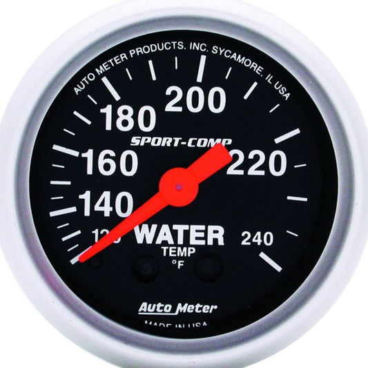 AutoMeter - Autometer Sport-Comp 52.4mm 120-240 F Mech 2in Water Temp - Demon Performance