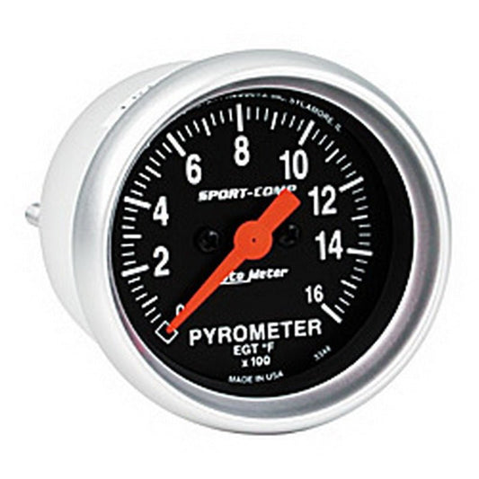 AutoMeter - Autometer Sport-Comp 52mm 0-1600 Deg F Electronic EGT Gauge Kit - Demon Performance