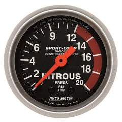 AutoMeter - Autometer Sport-Comp 52mm 0-2000 PSI Mechanical Nitrous Pressure Gauge - Demon Performance