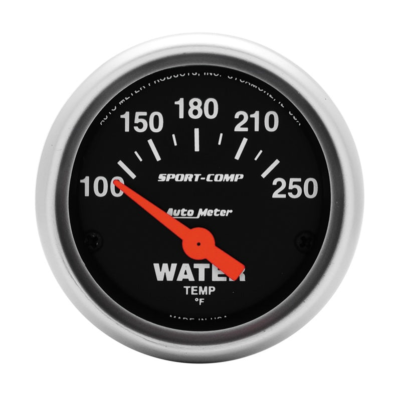 AutoMeter - Autometer Sport-Comp 52mm 100-250 Deg F Electronic Water Temp Gauge - Demon Performance