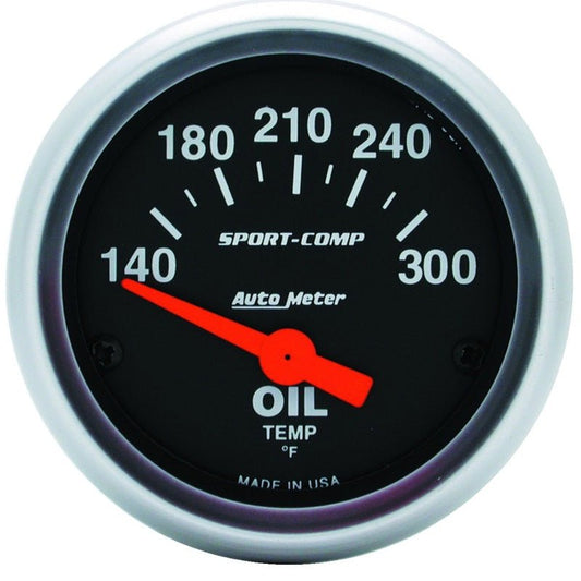 AutoMeter - Autometer Sport-Comp 52mm 140-300 Deg F Electronic Oil Temp Gauge - Demon Performance