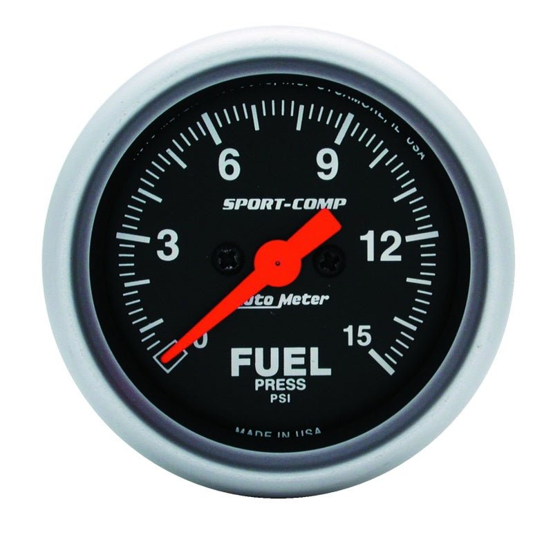 AutoMeter - Autometer Sport-Comp 52mm 15PSI Electronic Fuel Pressure Gauge - Demon Performance