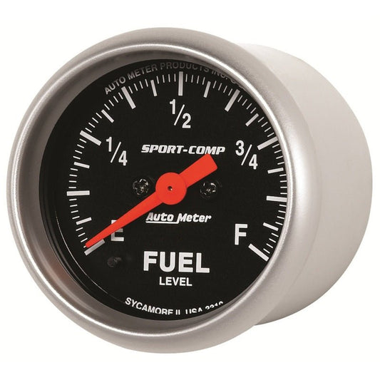 AutoMeter - Autometer Sport Comp 52mm Full Sweep Electronic Fuel Level Programmable Empty-Full Range Gauge - Demon Performance