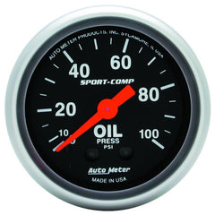 AutoMeter - Autometer Sport Comp 52mm Mechanical 0-100 PSI Oil Pressure Gauge - Demon Performance