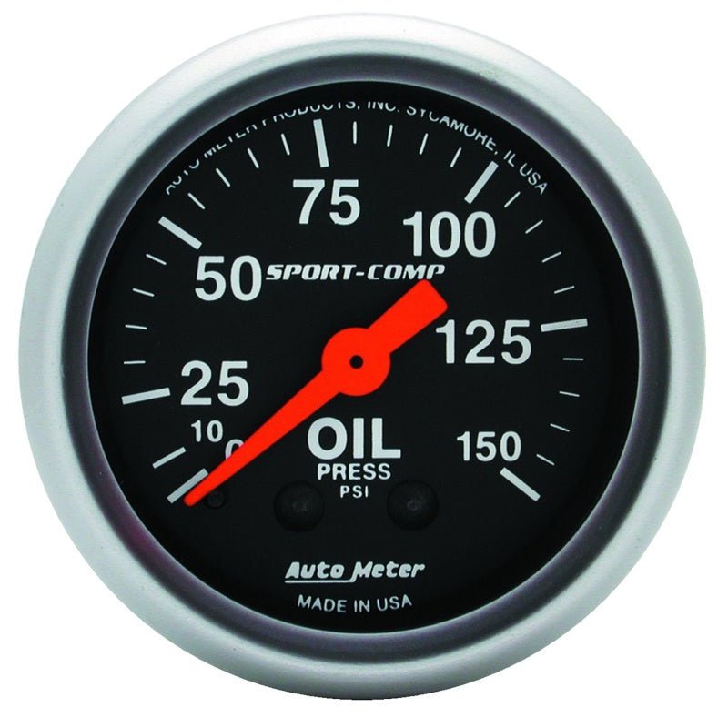 AutoMeter - Autometer Sport Comp 52mm Mechanical 0-150 PSI Oil Pressure Gauge - Demon Performance