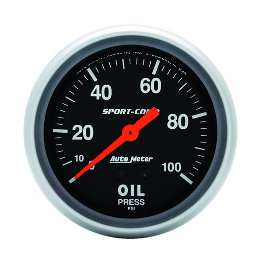 AutoMeter - Autometer Sport-Comp 66.7mm 0-100 PSI, Mechanical Oil Pressure - Demon Performance