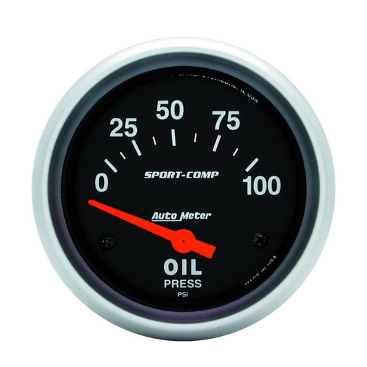 AutoMeter - Autometer Sport-Comp 66.7mm 0-100 PSI Short Sweep Electronic Oil Pressure Gauge - Demon Performance