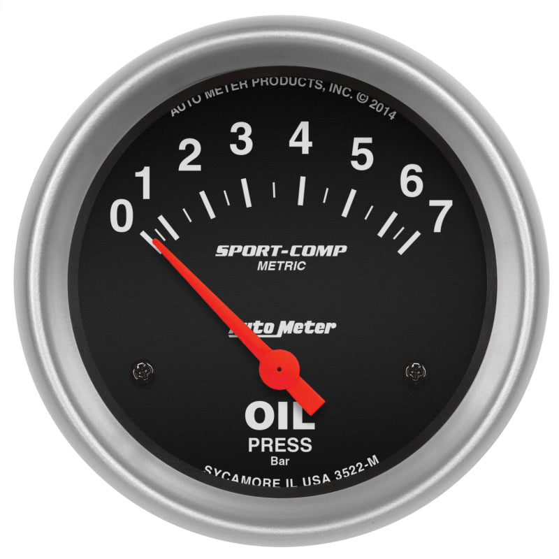 AutoMeter - Autometer Sport-Comp 66.7mm 0-7 BAR Short Sweep Electronic Oil Pressure Gauge - Demon Performance