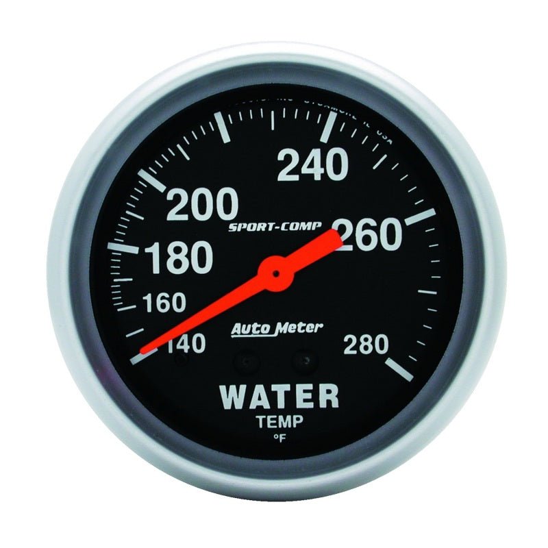 AutoMeter - Autometer Sport-Comp 66.7mm 140-280 Degree F PSI Mechanical Water Temperature Gauge - Demon Performance