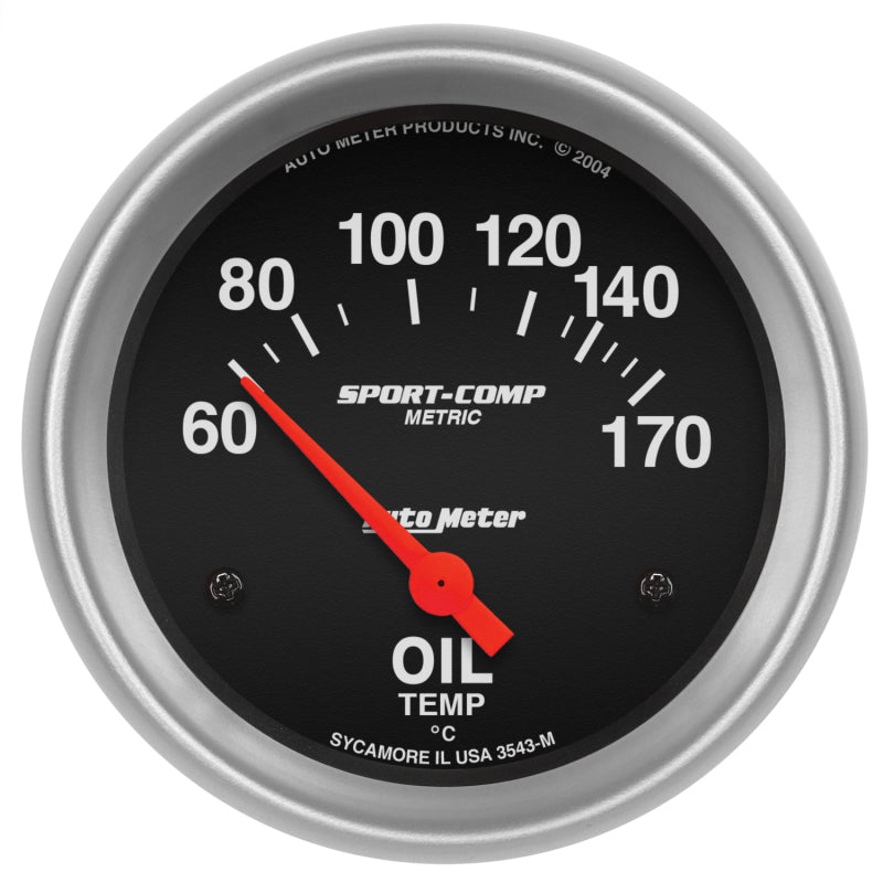 AutoMeter - Autometer Sport-Comp 66.7mm 60-170 Deg C Short Sweep Electronic Oil Temperature Gauge - Demon Performance