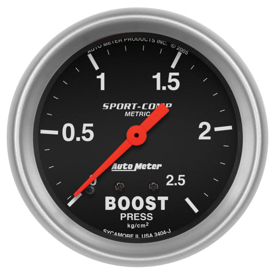 AutoMeter - Autometer Sport-Comp 66.7mm METRIC 0-4kg/Cm2 Mechanical Boost Gauge - Demon Performance