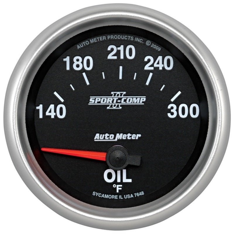 AutoMeter - Autometer Sport-Comp II 140-340 Deg F Short Sweep Electronic Oil Temperature Gauge - Demon Performance