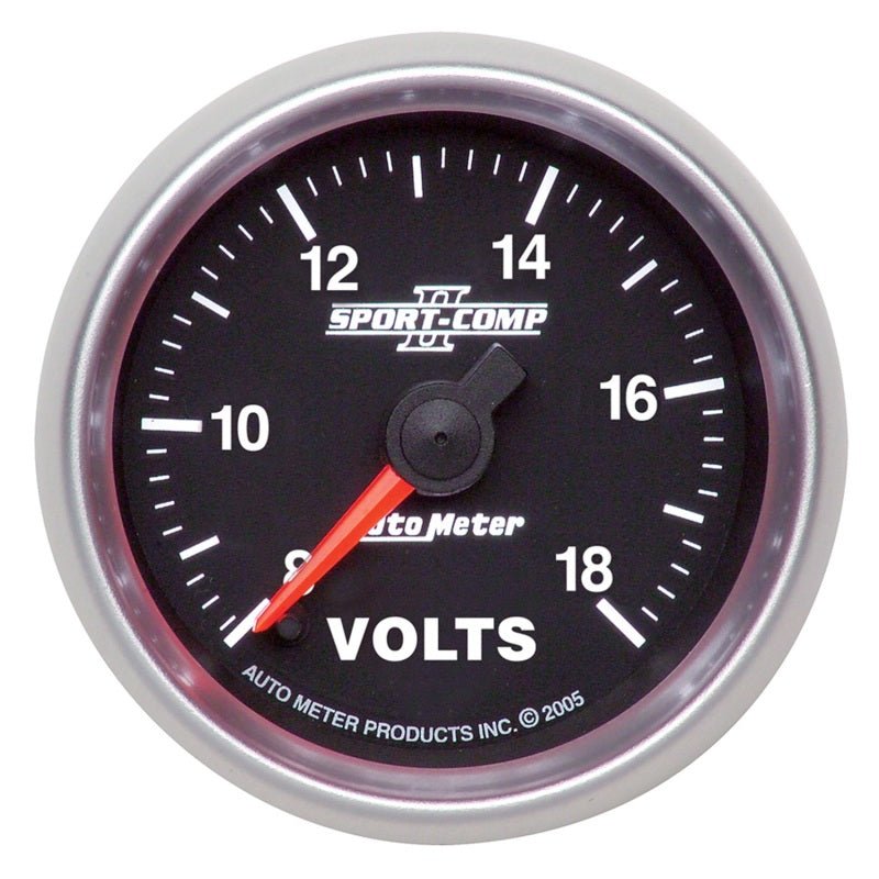 AutoMeter - Autometer Sport-Comp II 2 1/16in. 18V Digital Stepper Motor Electronic Voltmeter - Demon Performance