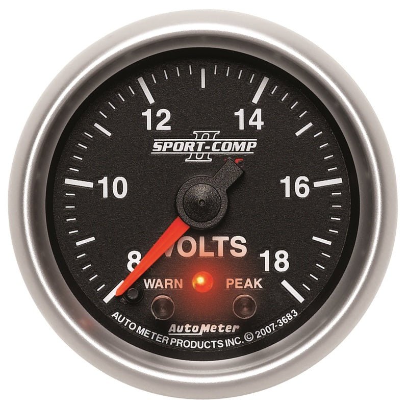 AutoMeter - Autometer Sport-Comp II 2-1/16in Digital Voltometer Gauge - 18V - Demon Performance