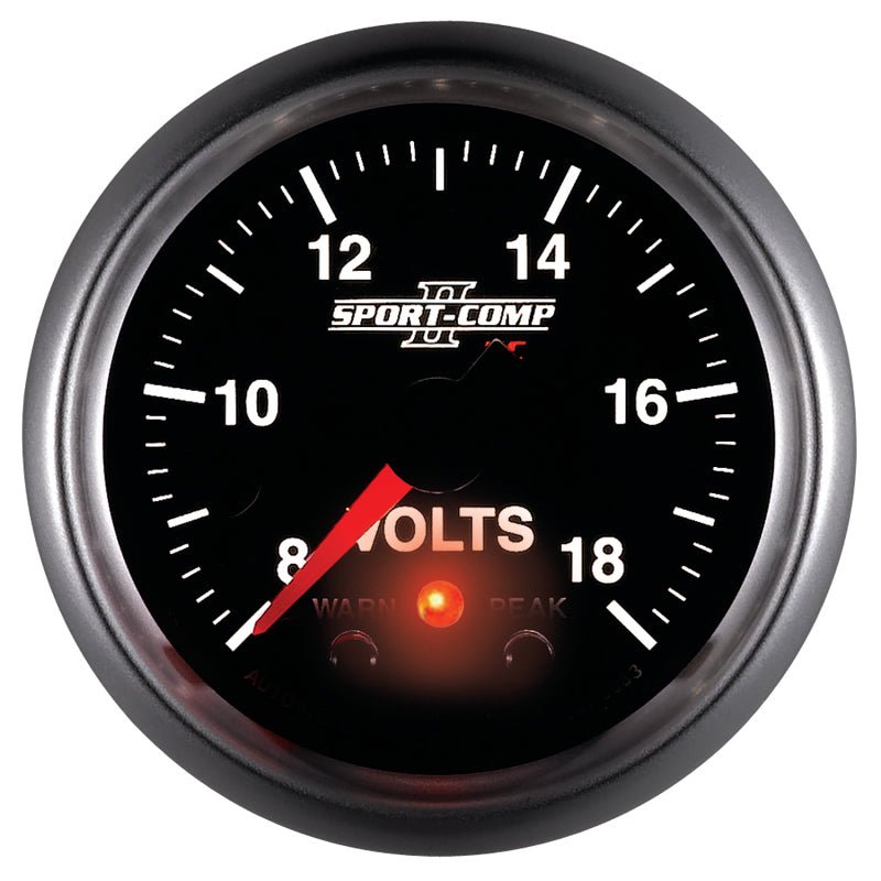 AutoMeter - Autometer Sport-Comp II 2-1/16in Digital Voltometer Gauge - 18V - Demon Performance