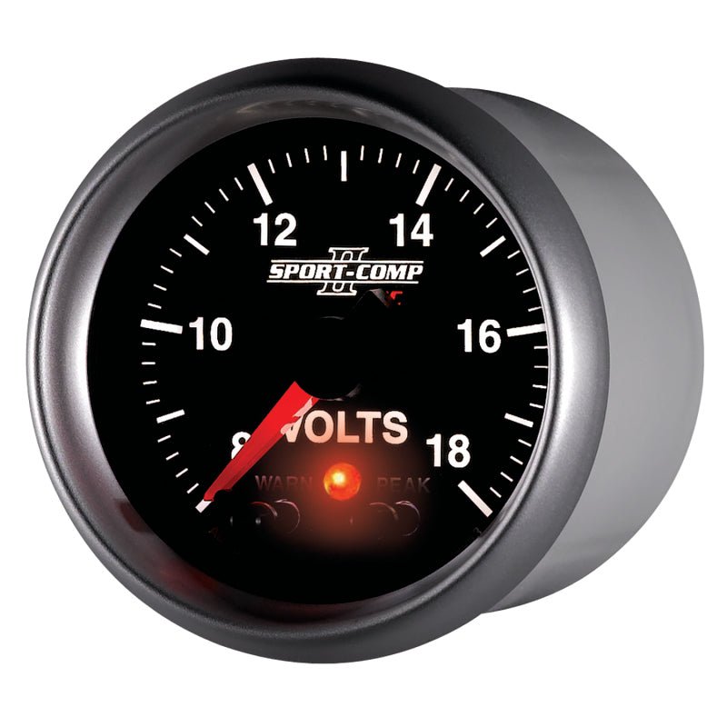 AutoMeter - Autometer Sport-Comp II 2-1/16in Digital Voltometer Gauge - 18V - Demon Performance