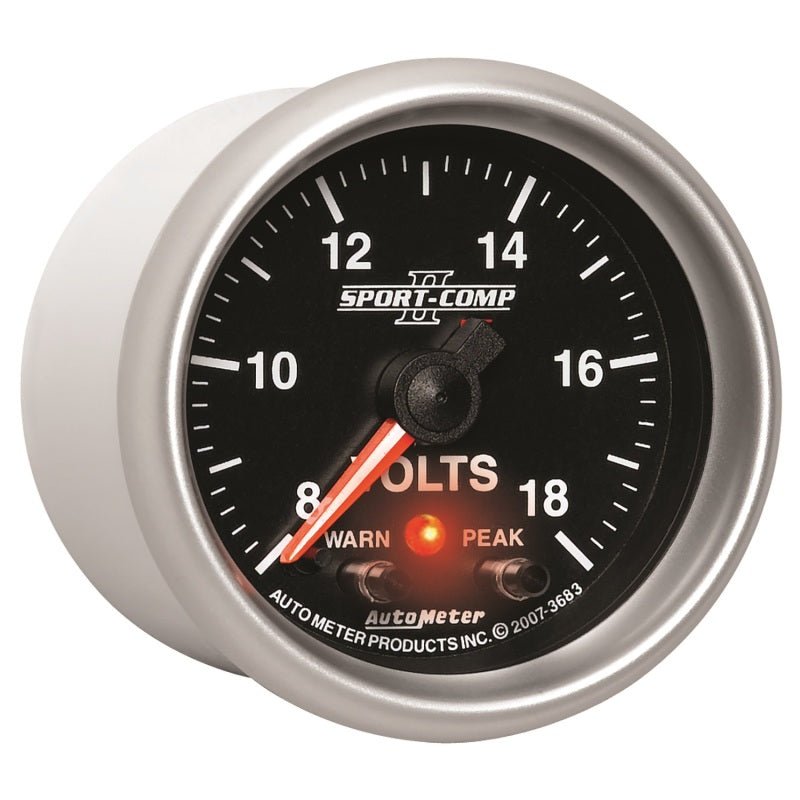 AutoMeter - Autometer Sport-Comp II 2-1/16in Digital Voltometer Gauge - 18V - Demon Performance