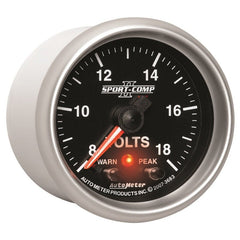 AutoMeter - Autometer Sport-Comp II 2-1/16in Digital Voltometer Gauge - 18V - Demon Performance