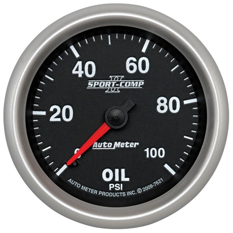 AutoMeter - Autometer Sport-Comp II 2-5/8in 100 PSI Mechanical Oil Pressure Gauge - Demon Performance