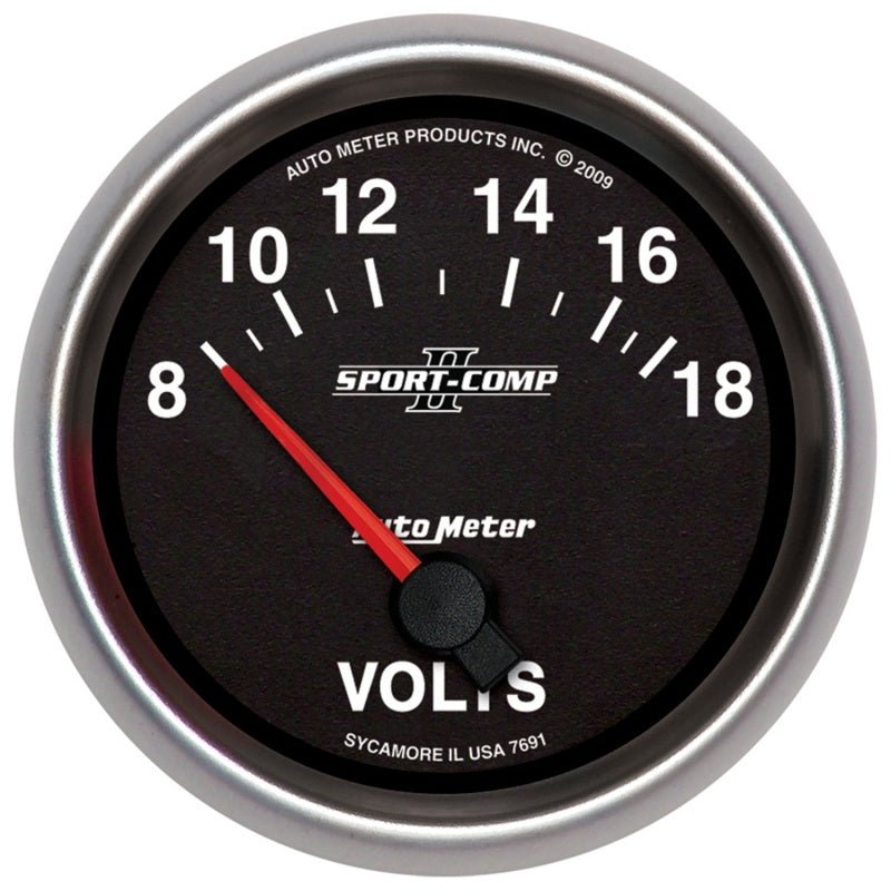 AutoMeter - Autometer Sport-Comp II 2-5/8in 18V Electrical Voltmeter Gauge - Demon Performance