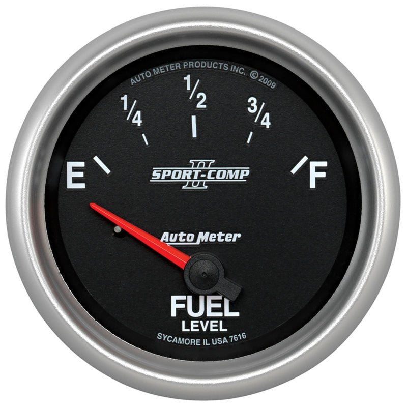 AutoMeter - Autometer Sport-Comp II 2-5/8in Short Sweep Electronic 73-10ohms Fuel Level Gauge - Demon Performance