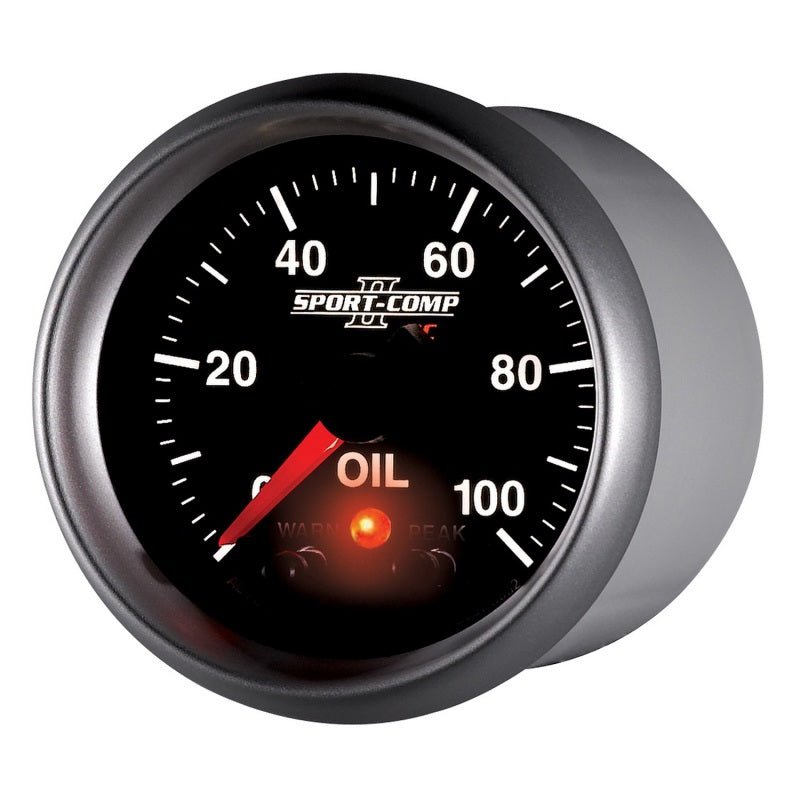 AutoMeter - Autometer Sport-Comp II 52.4mm 0-100 PSI Oil Pressure Peak & Warn w/ Electronic Control Gauge - Demon Performance