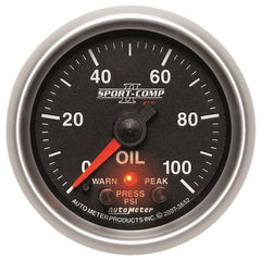 AutoMeter - Autometer Sport-Comp II 52.4mm 0-100 PSI Oil Pressure Peak & Warn w/ Electronic Control Gauge - Demon Performance