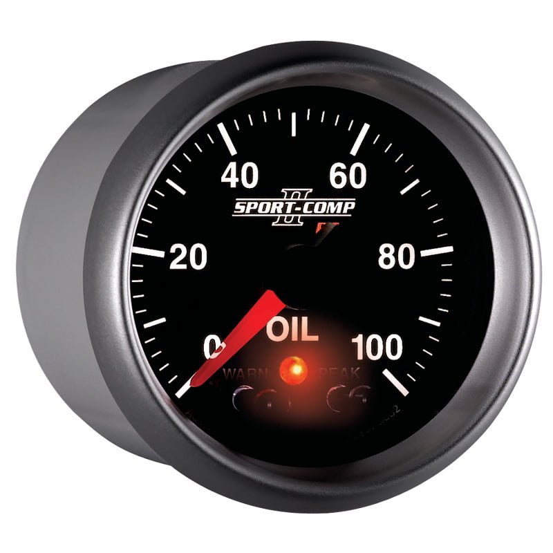 AutoMeter - Autometer Sport-Comp II 52.4mm 0-100 PSI Oil Pressure Peak & Warn w/ Electronic Control Gauge - Demon Performance