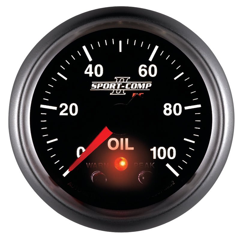 AutoMeter - Autometer Sport-Comp II 52.4mm 0-100 PSI Oil Pressure Peak & Warn w/ Electronic Control Gauge - Demon Performance