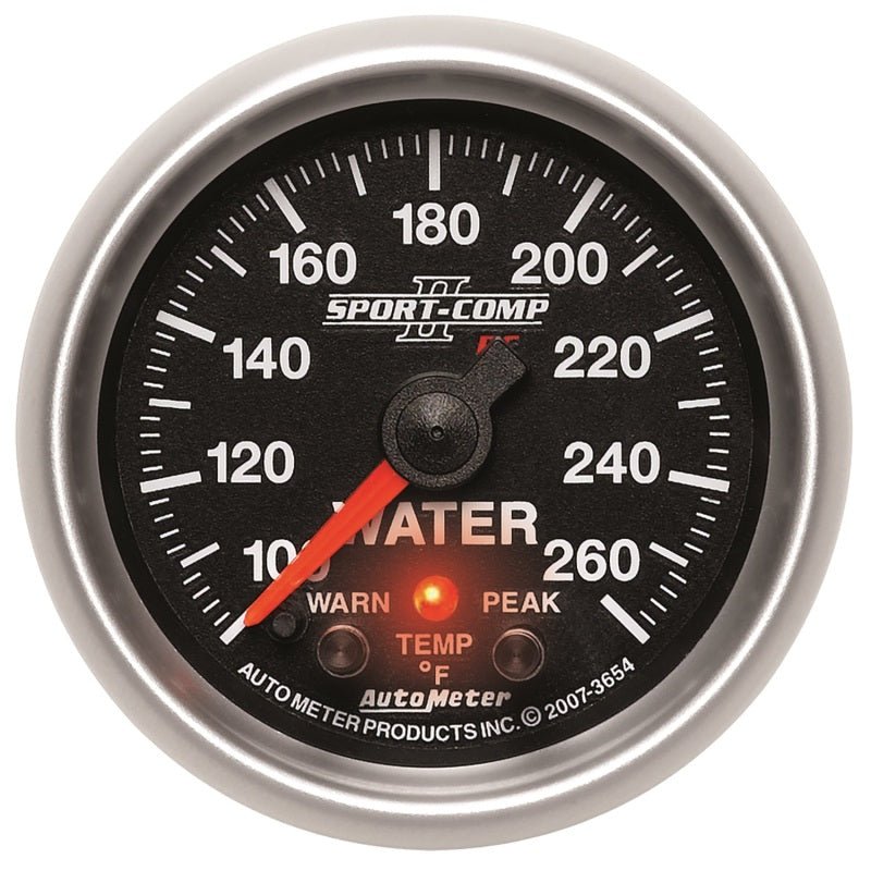 AutoMeter - Autometer Sport-Comp II 52.4mm 100-260 Deg F Water Temp Peak & Warn w/ Electronic Control Gauge - Demon Performance