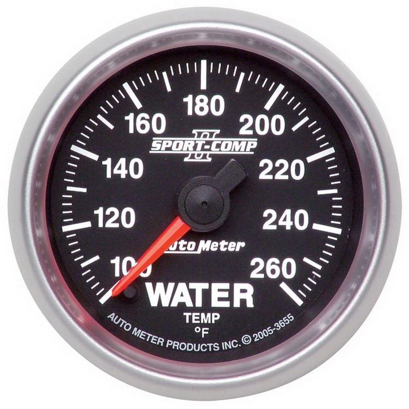 AutoMeter - Autometer Sport-Comp II 52.4mm 100-260 Deg. F Water Temprature Gauge - Demon Performance