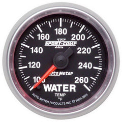 AutoMeter - Autometer Sport-Comp II 52.4mm 100-260 Deg. F Water Temprature Gauge - Demon Performance