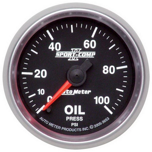 AutoMeter - Autometer Sport-Comp II 52mm 0-100 PSI Electronic Oil Pressure Gauge - Demon Performance