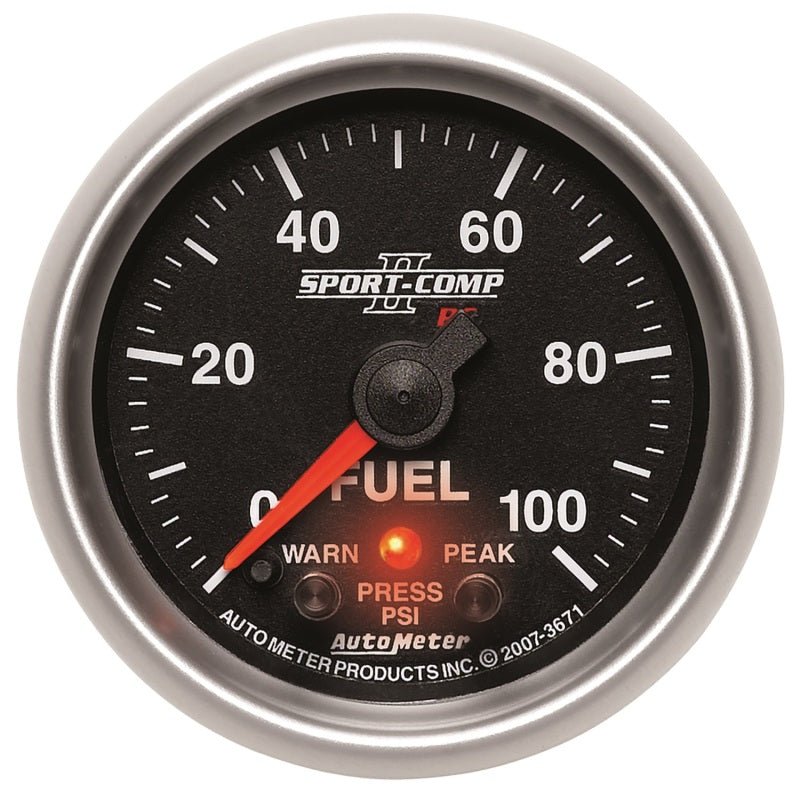 AutoMeter - Autometer Sport-Comp II 52mm 0-100 PSI Fuel Pressure Gauge - Demon Performance