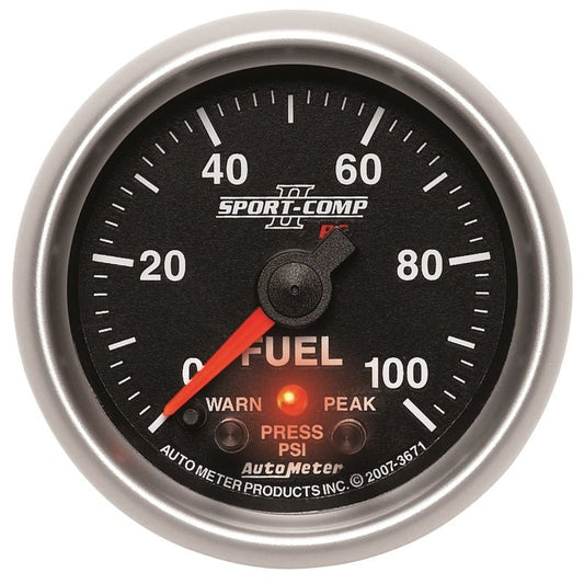 AutoMeter - Autometer Sport-Comp II 52mm 0-100 PSI Fuel Pressure Gauge - Demon Performance