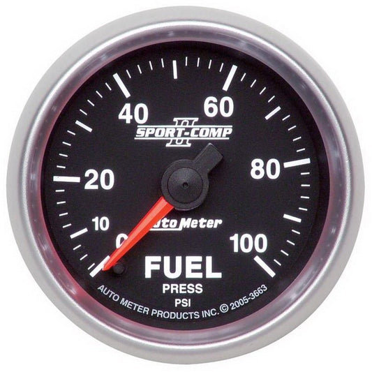 AutoMeter - Autometer Sport-Comp II 52mm 0-100 PSI Full Sweep Electronic Fuel Pressure Gauge - Demon Performance