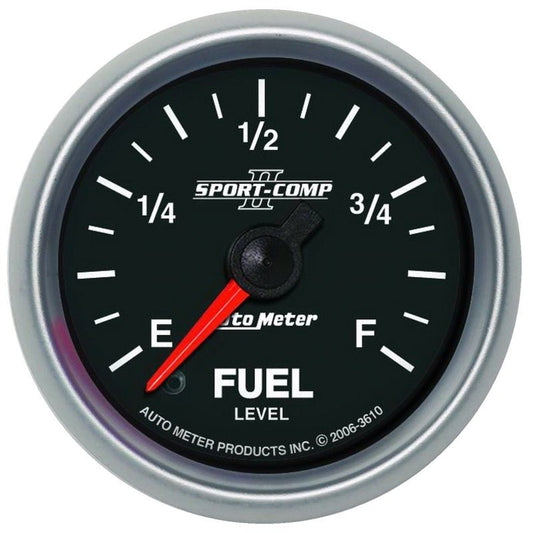 AutoMeter - Autometer Sport-Comp II 52mm 0-280 ohms Programmable Electronic Fuel Level Gauge - Demon Performance