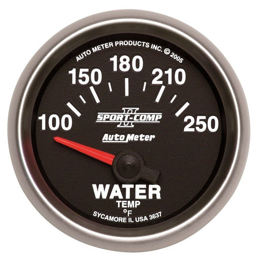 AutoMeter - Autometer Sport-Comp II 52mm 100-250 F Short Sweep Electronic Water Temperature Gauge - Demon Performance