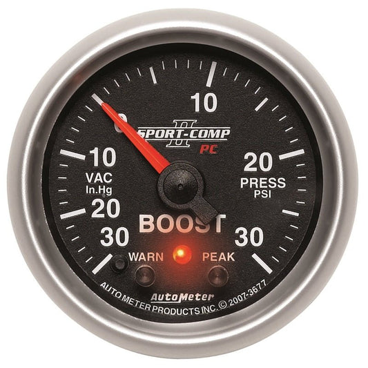 AutoMeter - Autometer Sport-Comp II 52mm 30 IN HG / 30 PSI Electronic Boost/Vacuum Gauge - Demon Performance