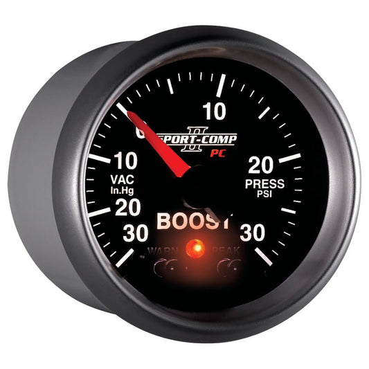 AutoMeter - Autometer Sport-Comp II 52mm 30 IN HG / 30 PSI Electronic Boost/Vacuum Gauge - Demon Performance