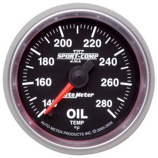 AutoMeter - Autometer Sport-Comp II 52mm Full Sweep Electronic 140-280 Deg. F Oil Temprature Gauge - Demon Performance