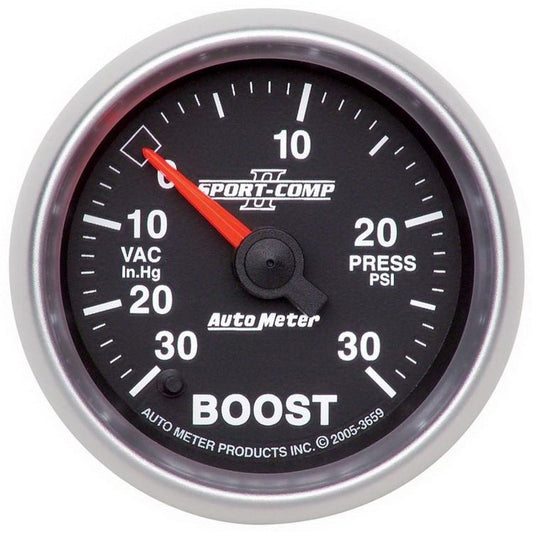 AutoMeter - Autometer Sport-Comp II 52mm Full Sweep Electronic 30 In Hg-Vac/30 PSI Vacuum/Boost Gauge - Demon Performance