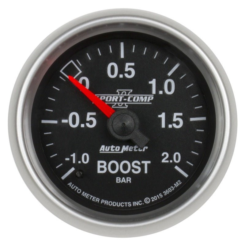 AutoMeter - Autometer Sport-Comp II Gauge Vac/Boost 2 1/16in -1 - +2 Bar Mechanical Sport-Comp II - Demon Performance