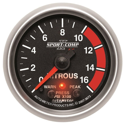 AutoMeter - Autometer Sport-Comp II Pro Control 52mm 1600 PSI Nitrous Pressure Gauge - Demon Performance