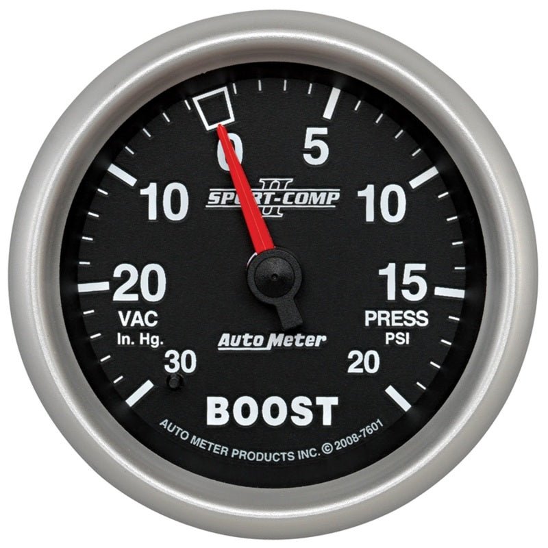 AutoMeter - Autometer Sport-Comp II VAC/Boost 2 5/8in 30 IN HG-20PSI Mechanical Gauge - Demon Performance