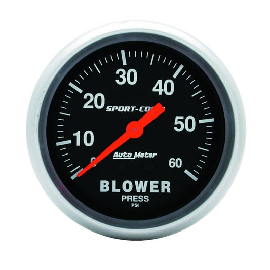 AutoMeter - Autometer Sport Comp Mechanical 2 5/8in 60 psi Blower Pressure Gauge - Demon Performance