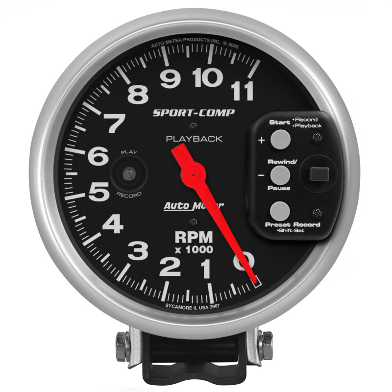 AutoMeter - Autometer Sport-Comp Tachometer 5in 11K RPM Pedestal with RPM playback - Demon Performance