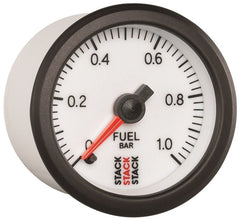 AutoMeter - Autometer Stack 52mm 0-1 Bar M10 Male Pro Stepper Motor Fuel Pressure Gauge - White - Demon Performance