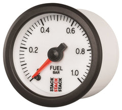 AutoMeter - Autometer Stack 52mm 0-1 Bar M10 Male Pro Stepper Motor Fuel Pressure Gauge - White - Demon Performance