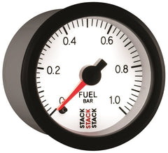 AutoMeter - Autometer Stack 52mm 0-1 Bar M10 Male Pro Stepper Motor Fuel Pressure Gauge - White - Demon Performance